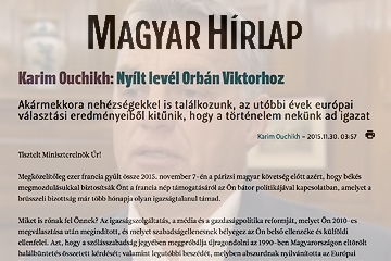 Karim Ouchikh s&#039;adresse à Viktor Orbán dans une tribune parue dans le journal hongrois Magyar Hirlap